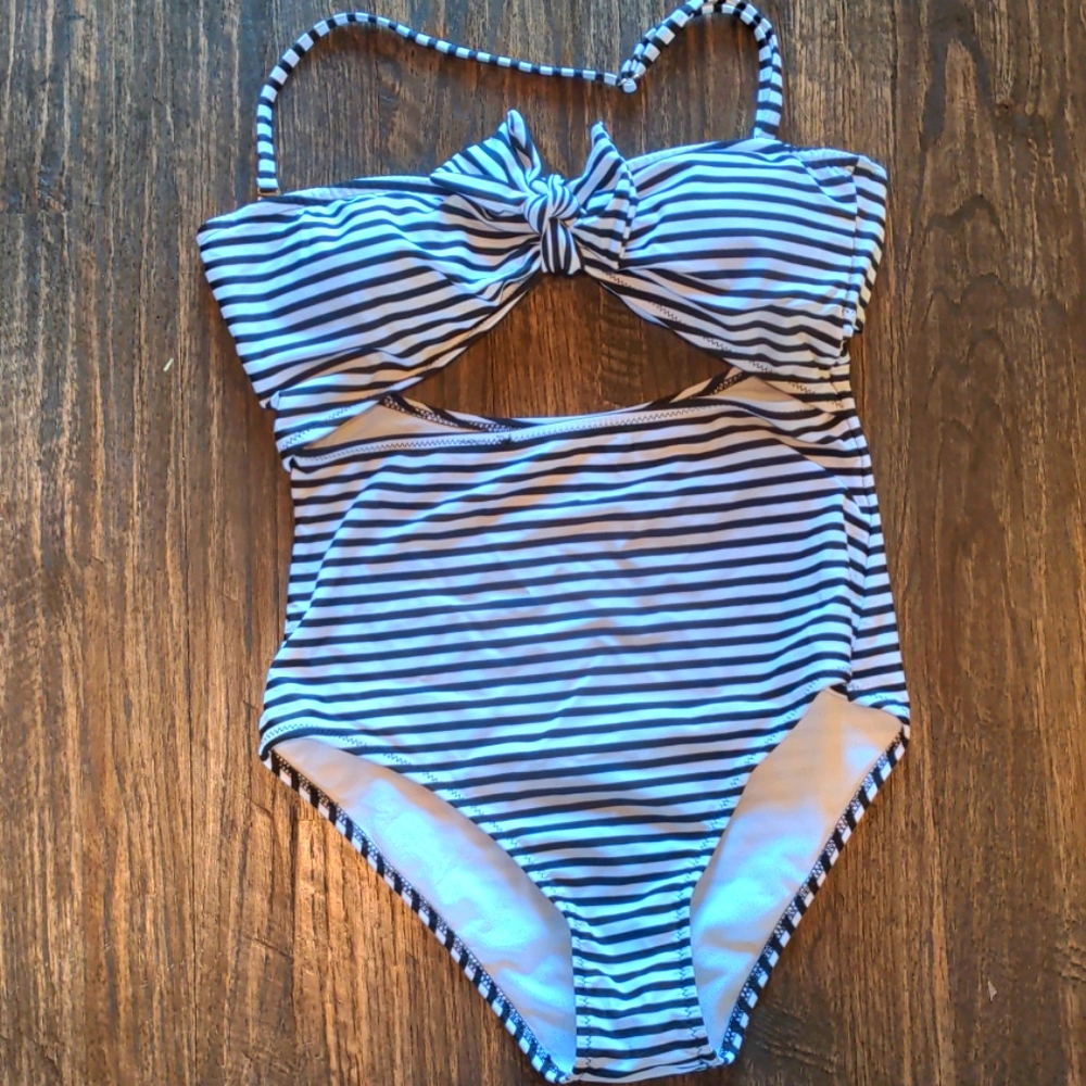 Striped Cut-Out One-Piece